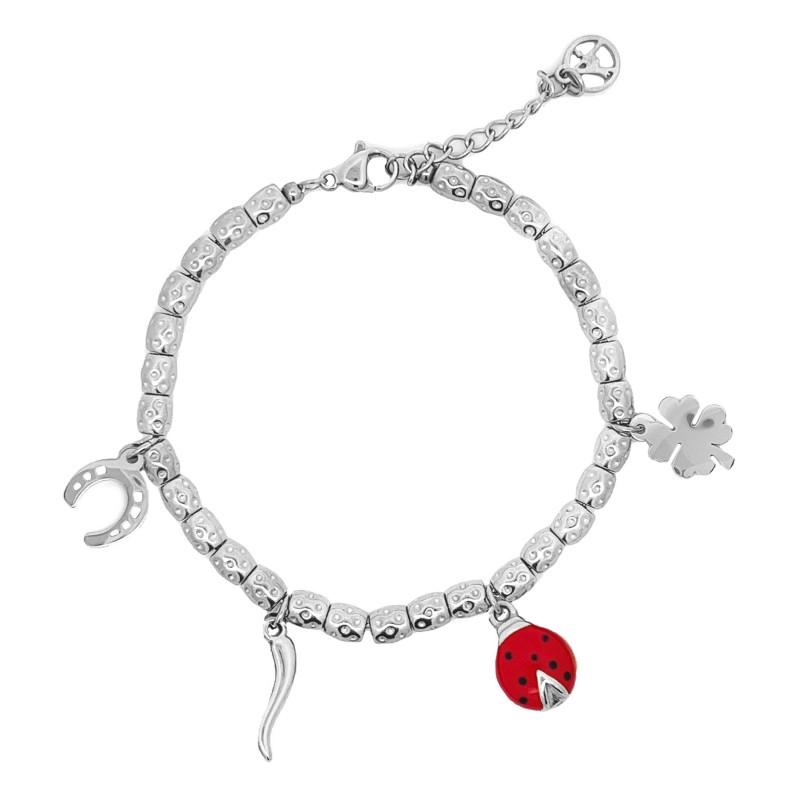 BRACCIALE PEPITA CON CHARMS PORTAFORTUNA - JN23108E160