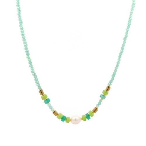 COLLANA CON CRISTALLI E PERLA - MNK2368E961