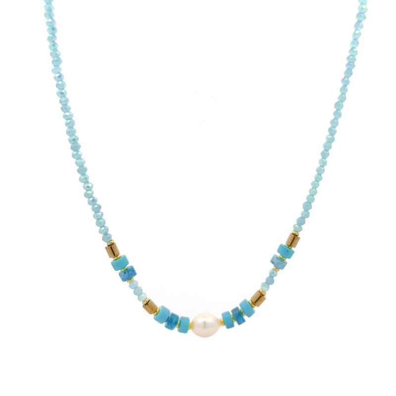 COLLANA CON CRISTALLI E PERLA - MNK2368E961