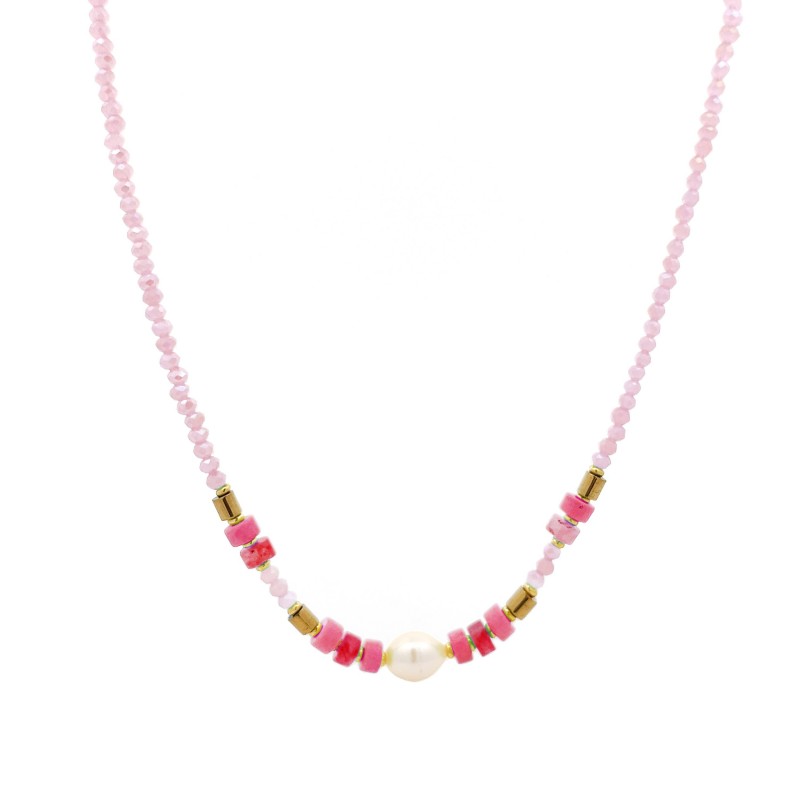 COLLANA CON CRISTALLI E PERLA - MNK2368E961