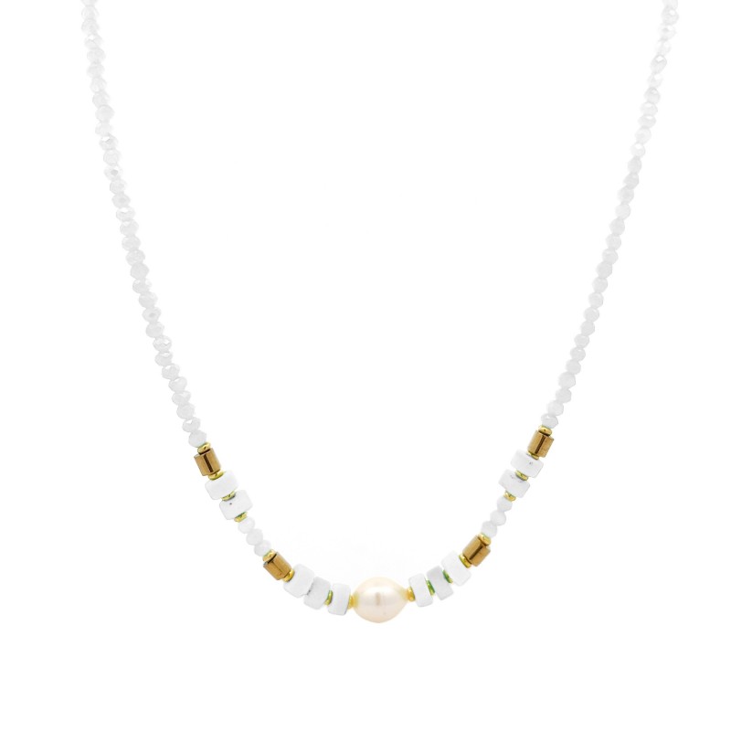 COLLANA CON CRISTALLI E PERLA - MNK2368E961