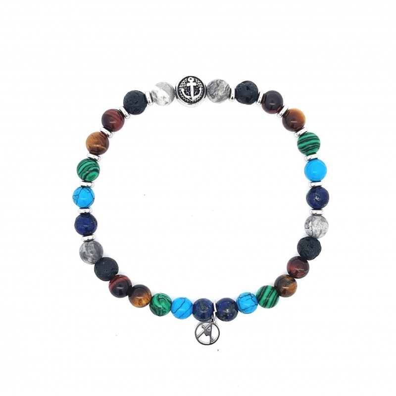 BRACCIALE UOMO CON PERLINE PIETRA - KM23952E147