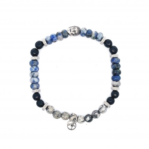 BRACCIALE UOMO CON PERLINE PIETRA E BUDDA - KM2396E139