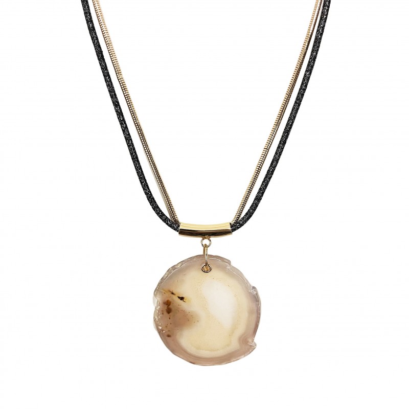 COLLANA DOPPIO FILO CON PIETRA NATURALE - 20231106