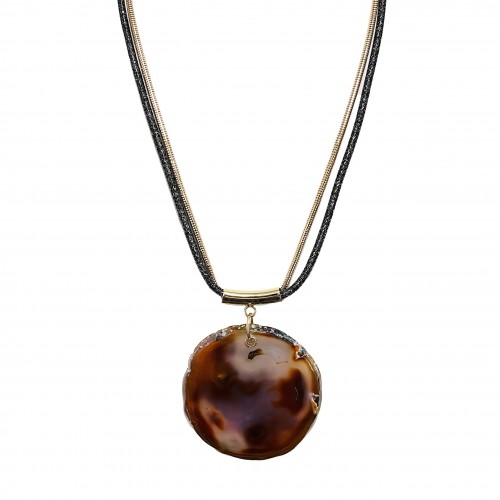 COLLANA DOPPIO FILO CON PIETRA NATURALE - 20231106