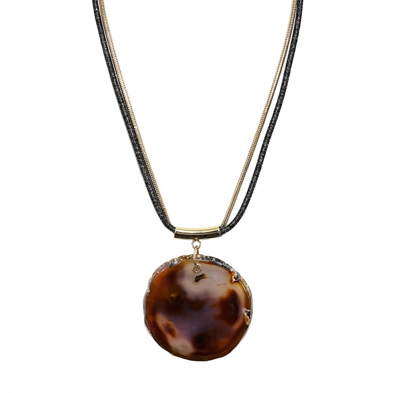 COLLANA DOPPIO FILO CON PIETRA NATURALE - 20231106