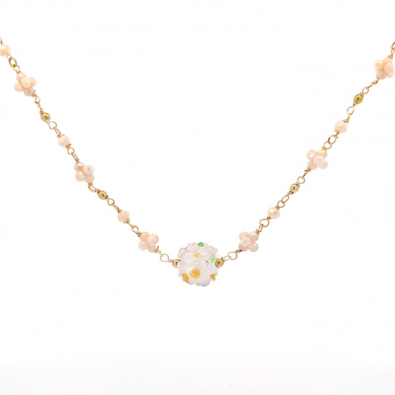 COLLANA CON CRISTALLI E PALLINA CON FIORE - 222281344B32