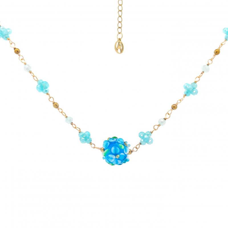 COLLANA CON CRISTALLI E PALLINA CON FIORE - 222281344B32