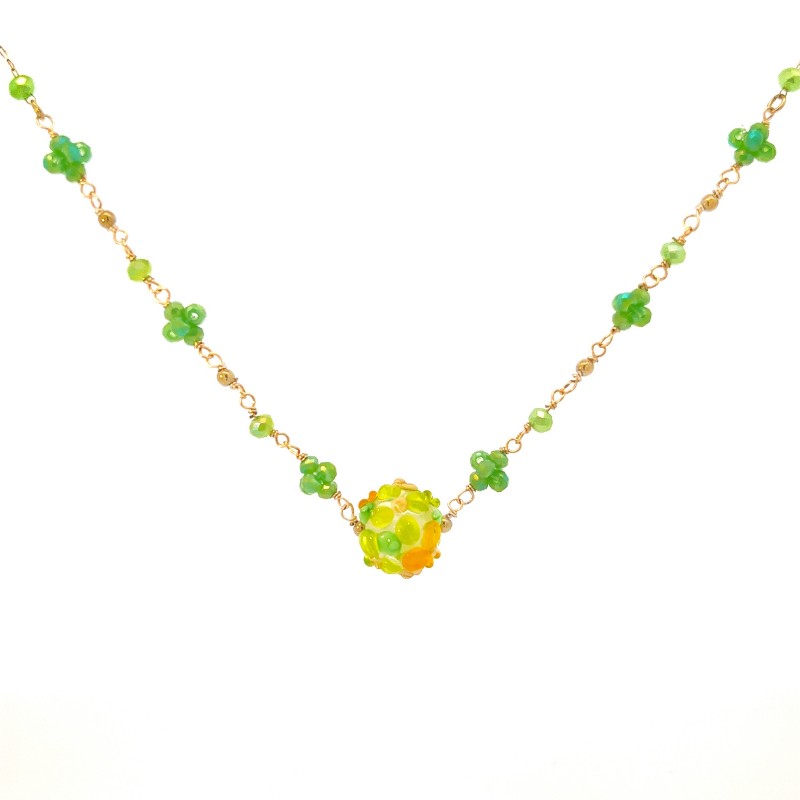 COLLANA CON CRISTALLI E PALLINA CON FIORE - 222281344B32