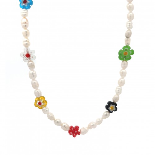 COLLANA CON PERLE E FIORI - MNK211211112G93
