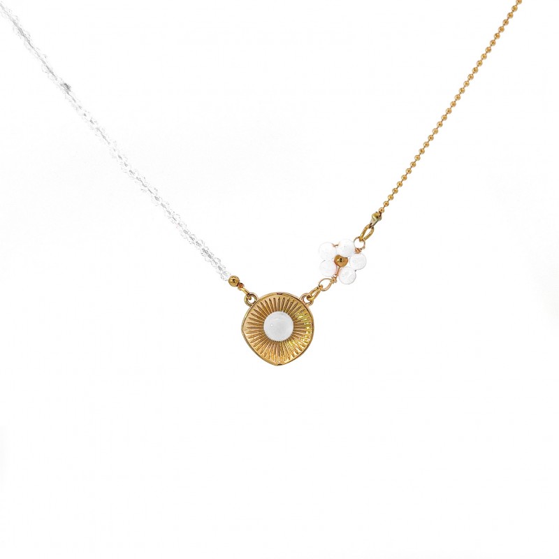 COLLANA CON FIORE E PIETRA - NK21124112E98