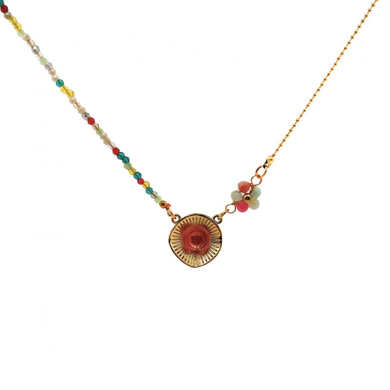 COLLANA CON FIORE E PIETRA - NK21124112E98