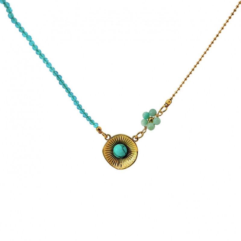 COLLANA CON FIORE E PIETRA - NK21124112E98