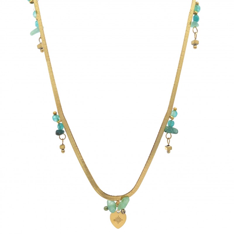 COLLANA SNAKE CON PIETRE E CUORE PENDENTE - NK21124128G29