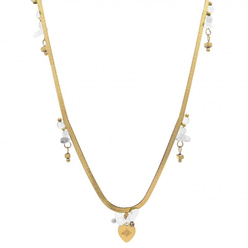 COLLANA SNAKE CON PIETRE E CUORE PENDENTE - NK21124128G29
