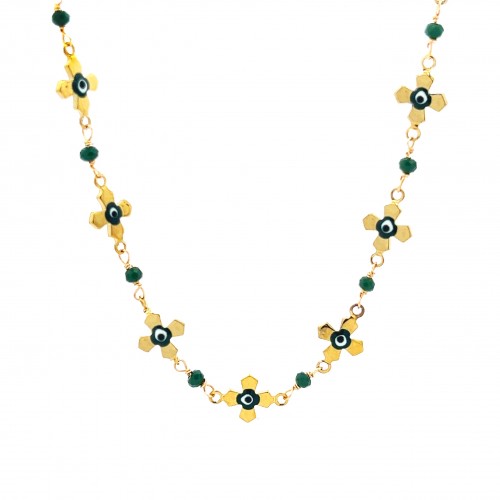COLLANA GIROCOLLO CON CROCE E OCCHI - NK22120D209