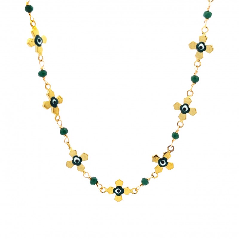 COLLANA GIROCOLLO CON CROCE E OCCHI - NK22120D209
