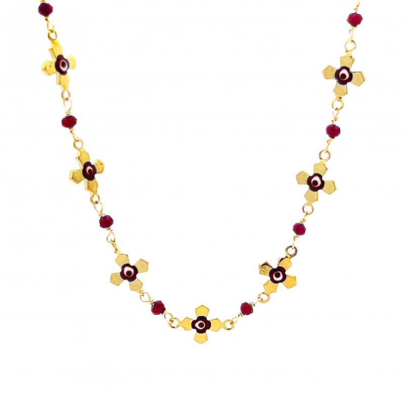 COLLANA GIROCOLLO CON CROCE E OCCHI - NK22120D209