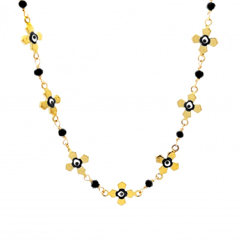 COLLANA GIROCOLLO CON CROCE E OCCHI - NK22120D209