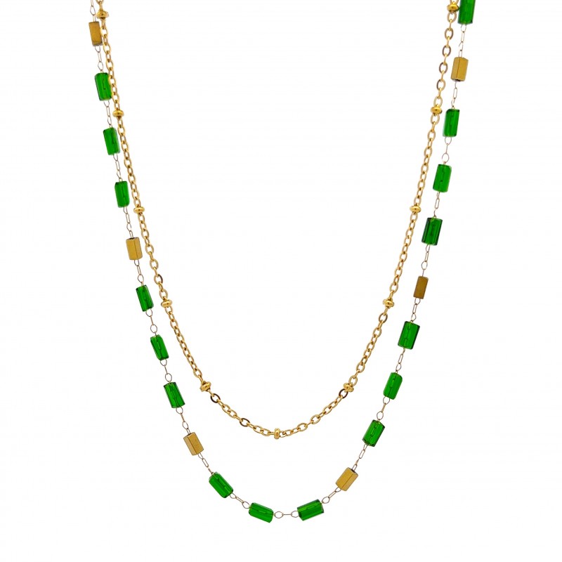 COLLANA DOPPIO FILO CON CRISTALLI - NK22127D184