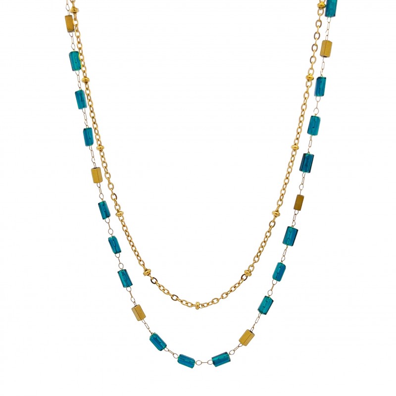 COLLANA DOPPIO FILO CON CRISTALLI - NK22127D184