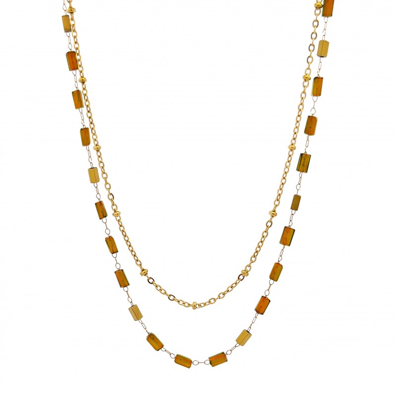 COLLANA DOPPIO FILO CON CRISTALLI - NK22127D184