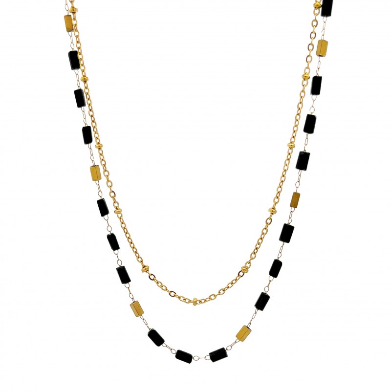 COLLANA DOPPIO FILO CON CRISTALLI - NK22127D184