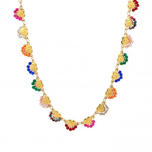 COLLANA GIROCOLLO CON CUORI E CRISTALLI - NK22134D132
