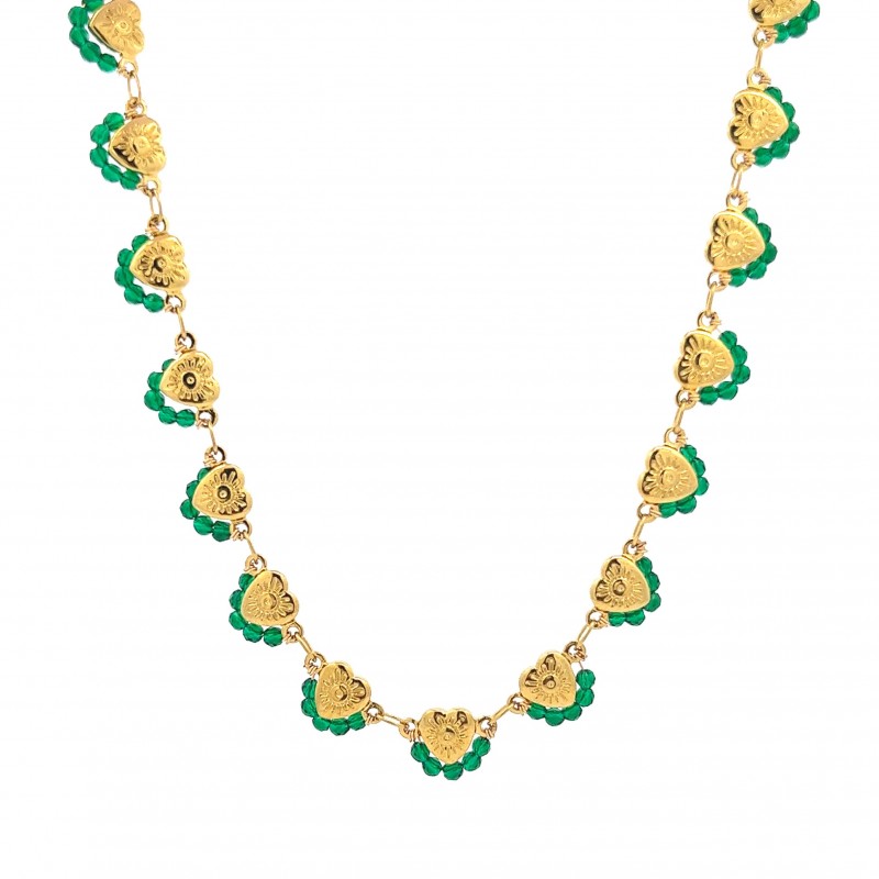 COLLANA GIROCOLLO CON CUORI E CRISTALLI - NK22134D132