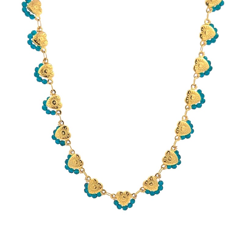 COLLANA GIROCOLLO CON CUORI E CRISTALLI - NK22134D132