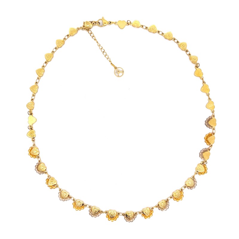 COLLANA GIROCOLLO CON CUORI E CRISTALLI - NK22134D132