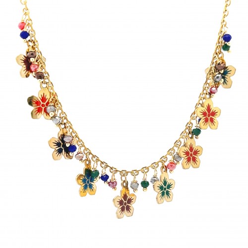 COLLANA CON CRISTALLI E FIORI - NK22134D138