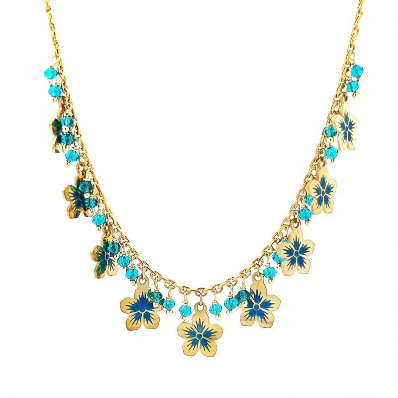 COLLANA CON CRISTALLI E FIORI - NK22134D138