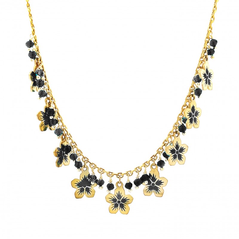 COLLANA CON CRISTALLI E FIORI - NK22134D138