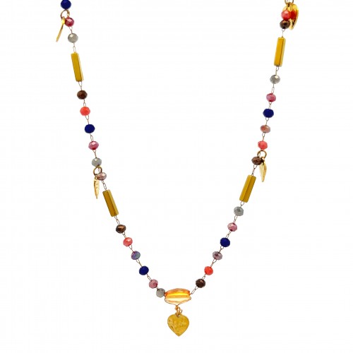 COLLANA CON CRISTALLI E CIONDOLI DI CUORE - NK22135D182