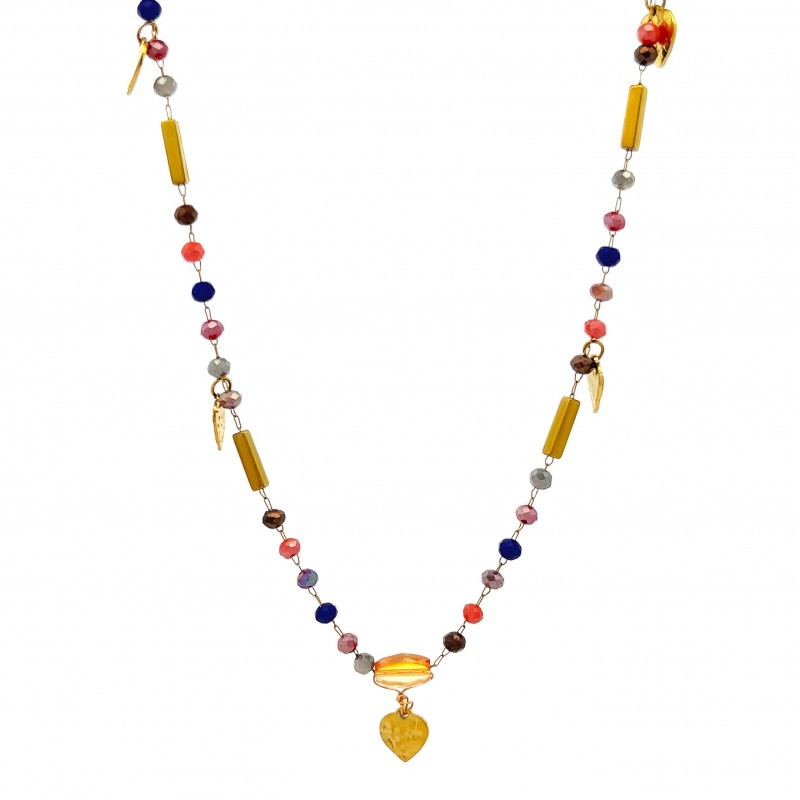 COLLANA CON CRISTALLI E CIONDOLI DI CUORE - NK22135D182
