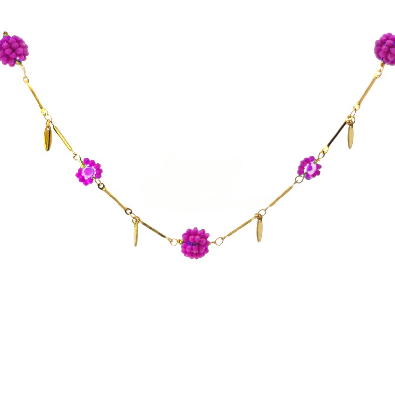 COLLANA CON FIORI E CRISTALLI - NK22221148A38