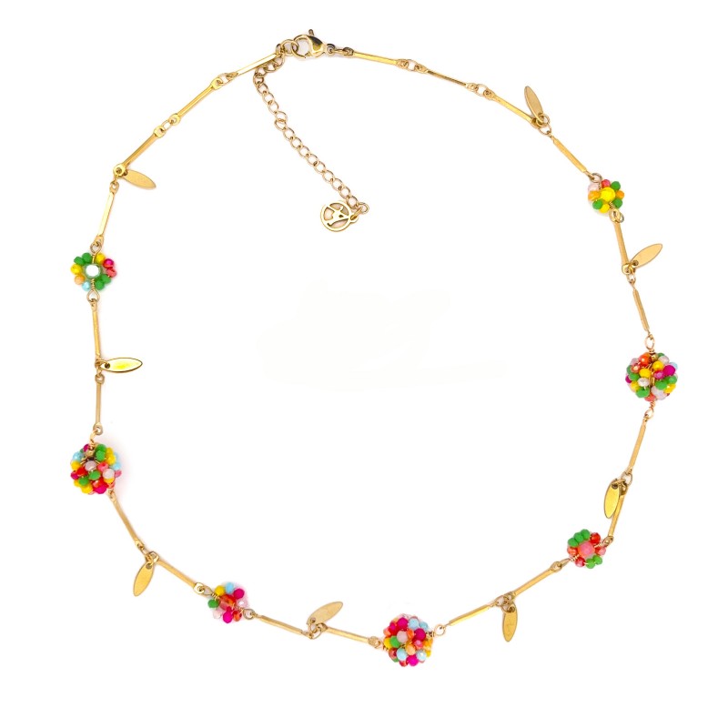 COLLANA CON FIORI E CRISTALLI - NK22221148A38