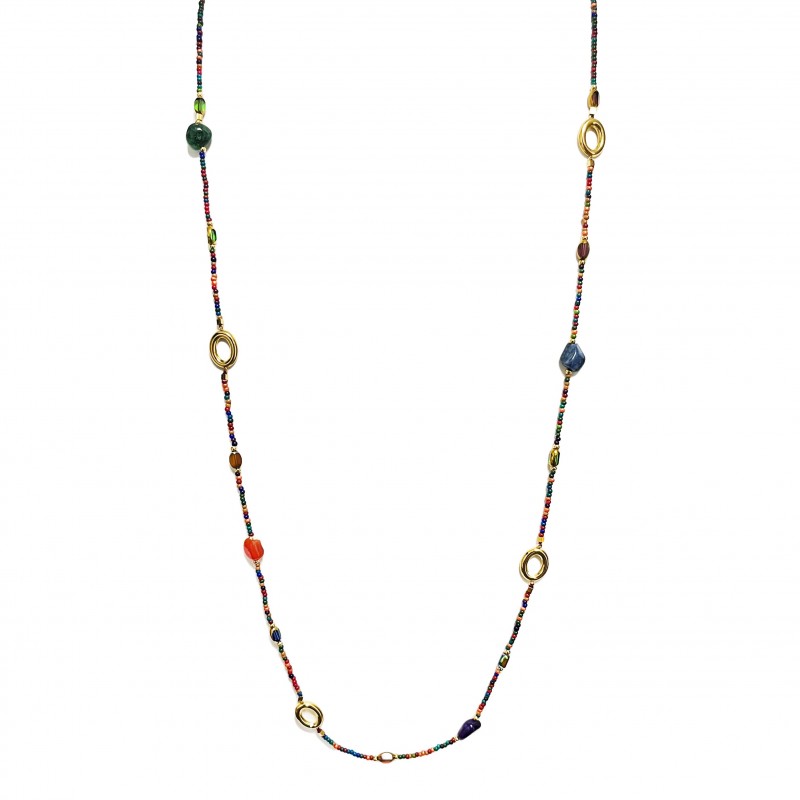 COLLANA LUNGA CON CRISTALLI E PIETRE - OL23140E719