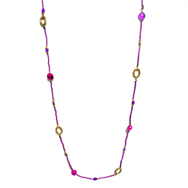 COLLANA LUNGA CON CRISTALLI E PIETRE - OL23140E719