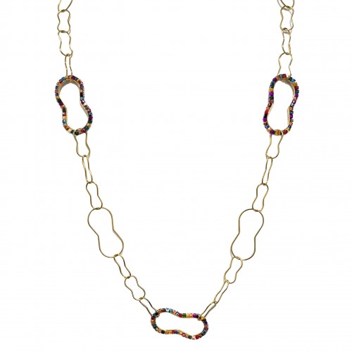 COLLANA LUNGA A CATENA CON CRISTALLI - OL23184E722