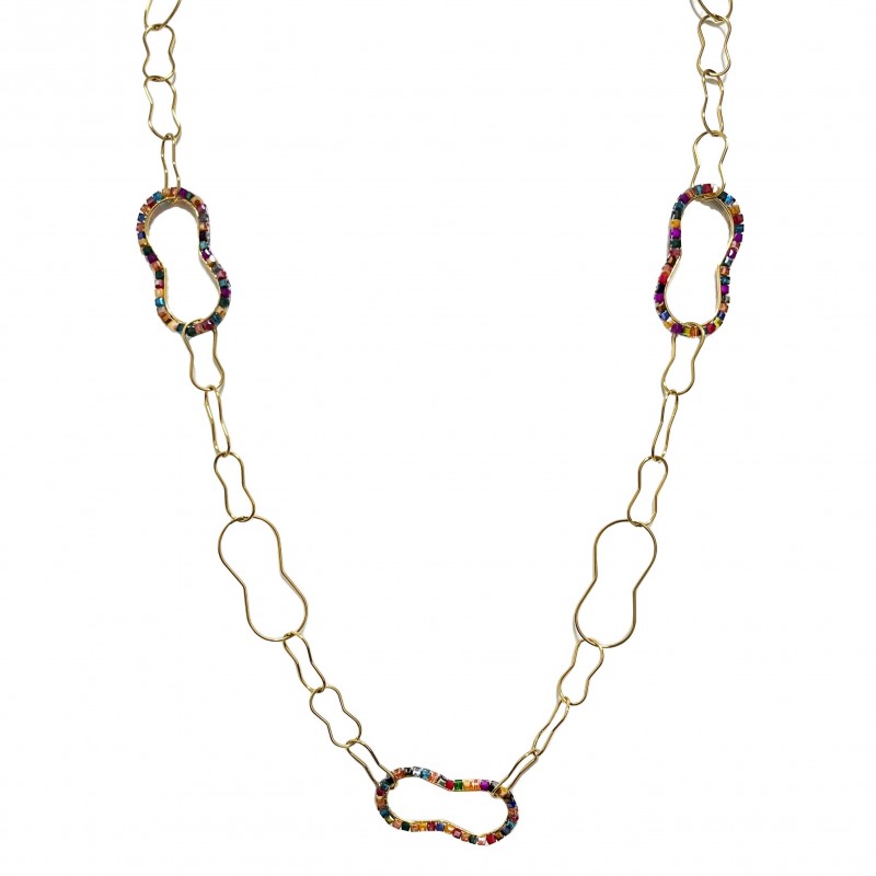 COLLANA LUNGA A CATENA CON CRISTALLI - OL23184E722