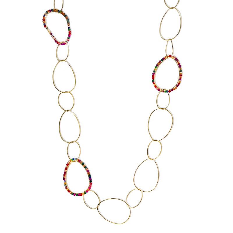 COLLANA LUNGA A CERCHI CON CRISTALLI - OL23184E723