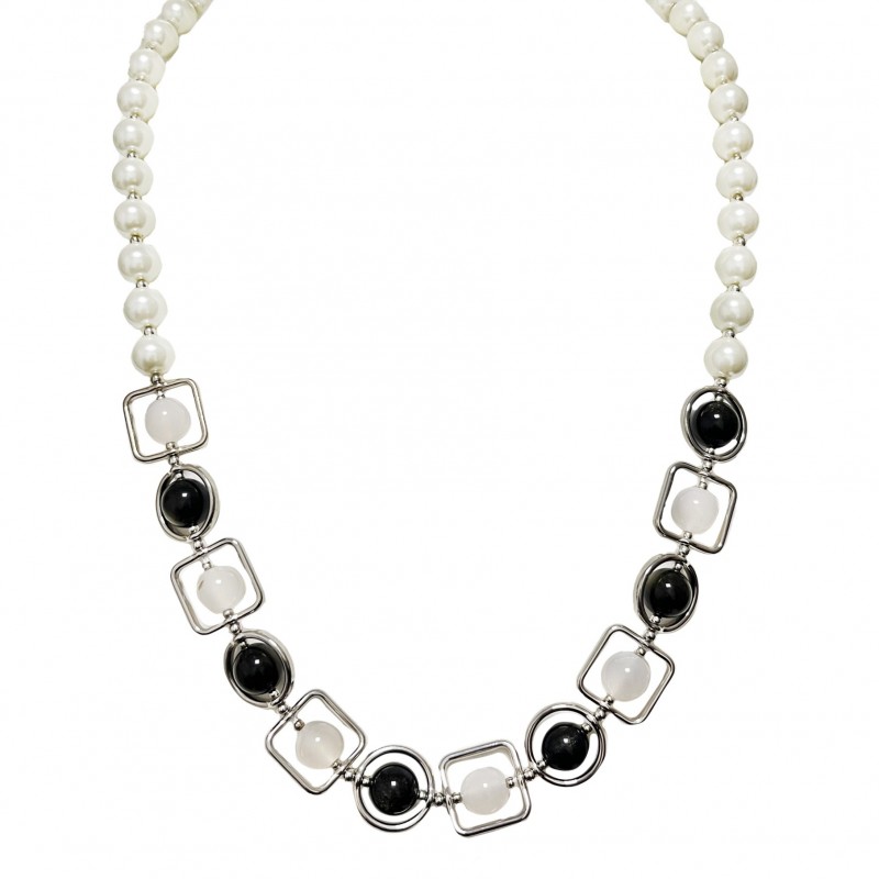 COLLANA CON PERLE E PIETRA - S012441A