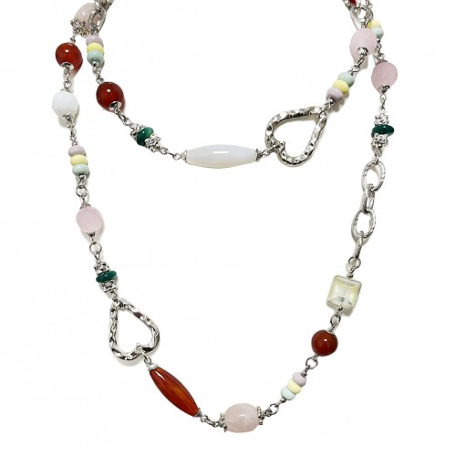 COLLANA LUNGA CON CUORI E PIETRE - S13912A