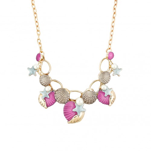 COLLANA CON CONCHIGLIE E STELLE MARINE SMALTATE - SW2396E130