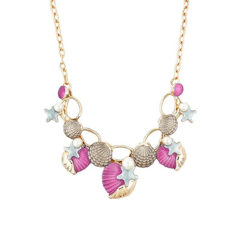 COLLANA CON CONCHIGLIE E STELLE MARINE SMALTATE - SW2396E130