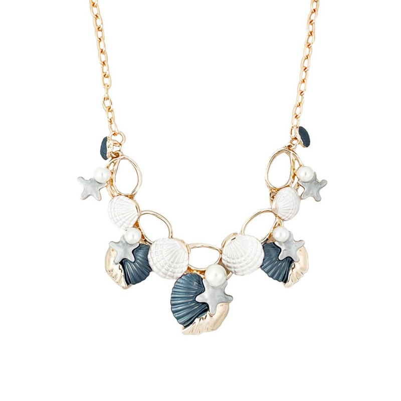 COLLANA CON CONCHIGLIE E STELLE MARINE SMALTATE - SW2396E130