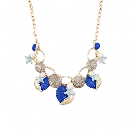 COLLANA CON CONCHIGLIE E STELLE MARINE SMALTATE - SW2396E130