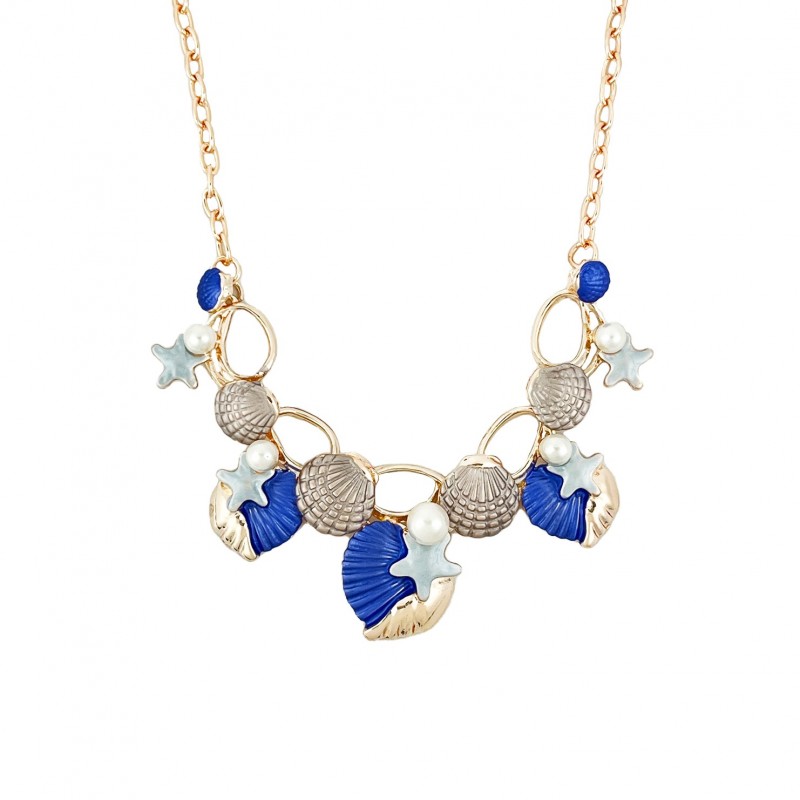 COLLANA CON CONCHIGLIE E STELLE MARINE SMALTATE - SW2396E130